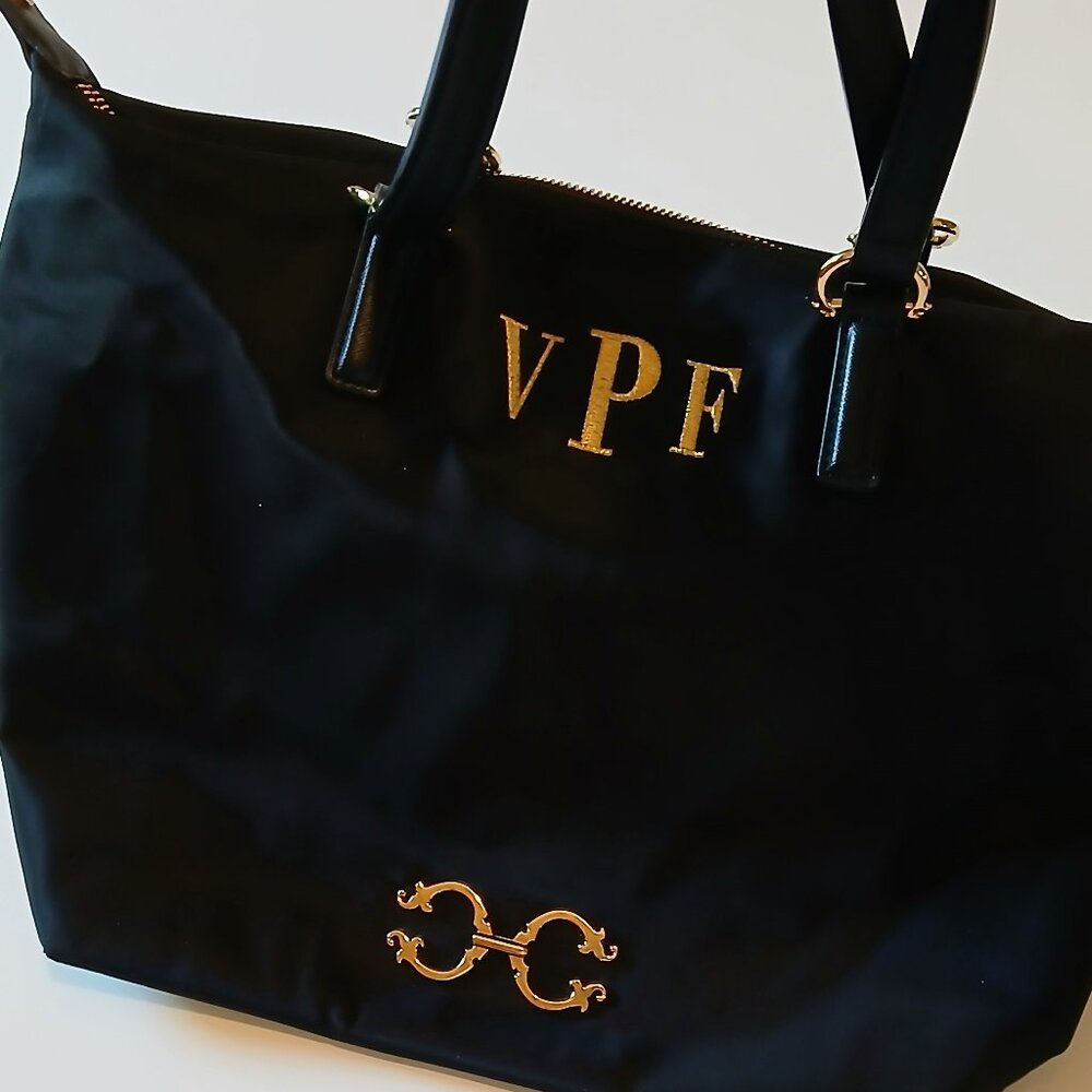 C Wonder Nylon Black Zip Closure Handbag EUC